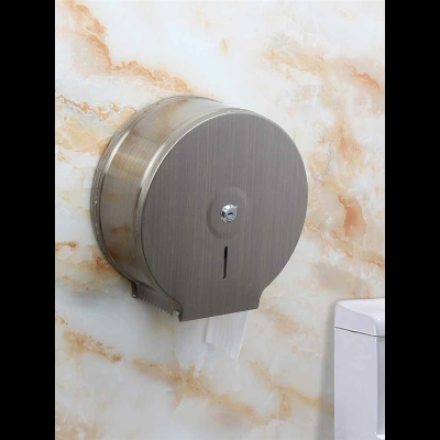 免打孔不锈钢大卷纸盒304古达厕所酒店卫生间大盘手纸巾厕纸架壁挂式加厚梦幻圈_抗指纹_