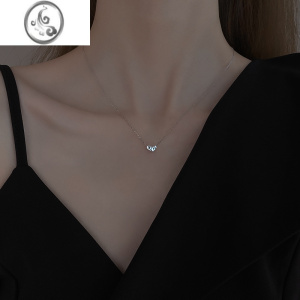 JiMi925银银爱心项链女2022年新款毛衣锁骨链高级设计感小众轻奢吊坠 爱心项链双面都可佩戴