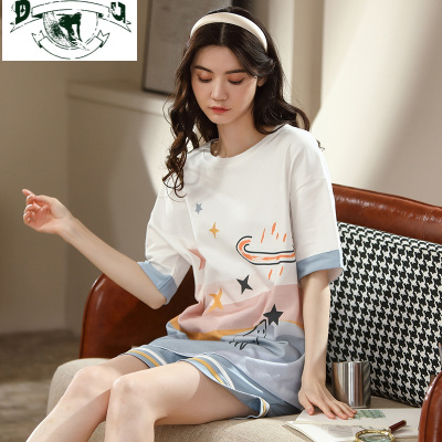 HLCOMAN女生睡衣睡裤短袖套装分体夏天大童女孩初中学生半袖棉小个子款睡裤