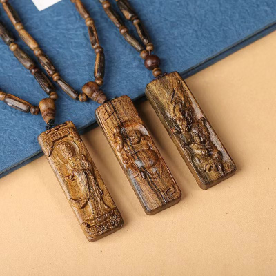 天然印尼达拉干沉香毛衣链项链精工雕刻弥勒佛观音沉香木佛珠男女送女朋友老婆情人节七夕生日礼物