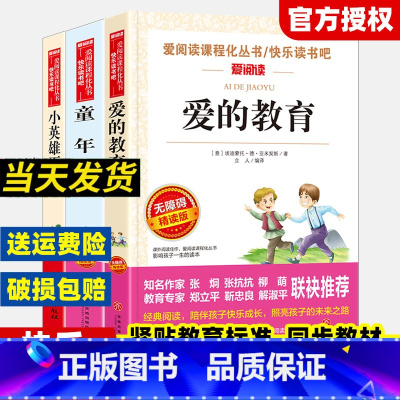 [全3册]小英雄雨来+童年+爱的教育 [正版]全套3册 快乐读书吧六年级上册小英雄雨来童年爱的教育小学生6年级课外阅读书