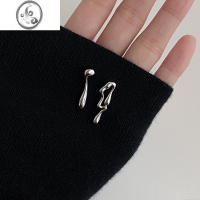 JiMiDOUDOUSTORE液态水滴925银针设计不对称异形耳钉个性耳环耳饰女