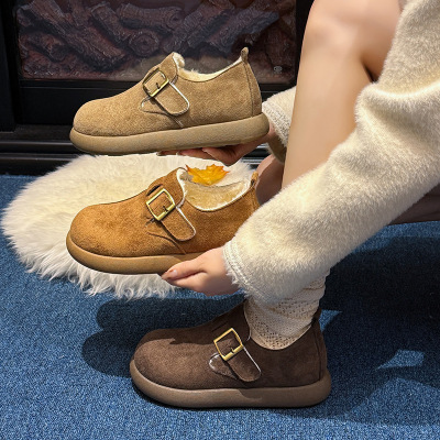 高帮鞋女冬季新款加绒百搭学生棉鞋增高松糕休闲鞋子