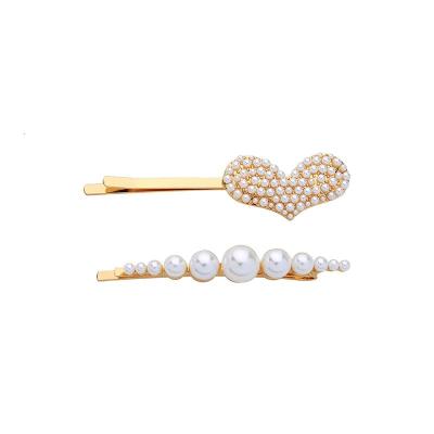 边夹女爱心造型ins小清新发卡网红潮人时尚洛滑卡子仿珍珠个性香槟金A款