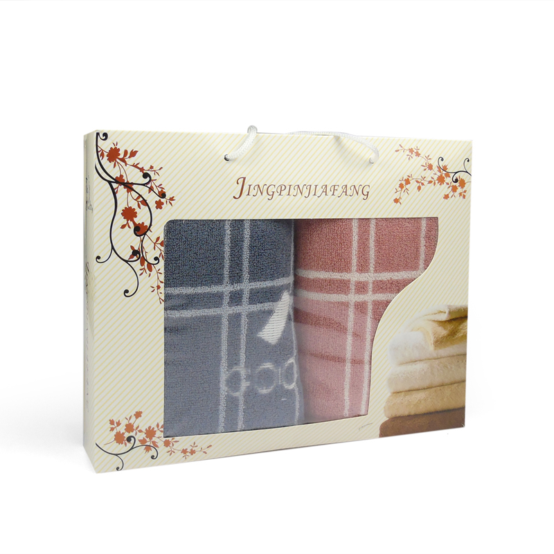 莺歌 纯棉提花毛巾(75*35) 120g /2条盒装)(二色随机)