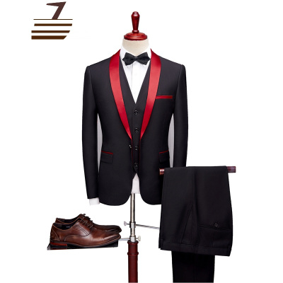 NEWLAKE男士西服套装英伦大码礼服影楼伴郎新郎结婚西装三件套主持演出服