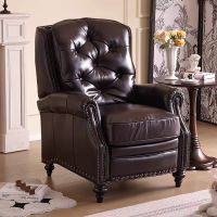 美式中古风休闲椅老虎椅小户型复古真皮单人沙发功能椅子多功能