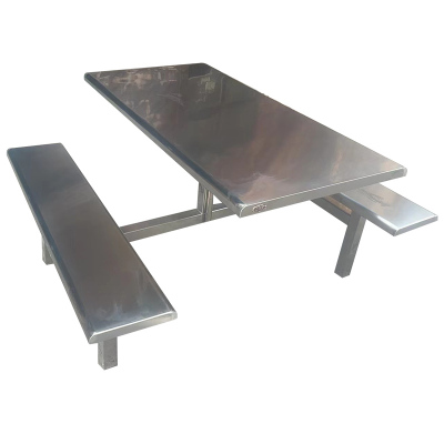 广亿隆食堂餐厅长方形四人位连体餐桌椅