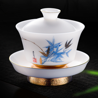 MULTIPOTENT三才盖碗泡茶碗黄旭东大师作品冰凝玉迎福盖碗高风傲然伴手礼盒