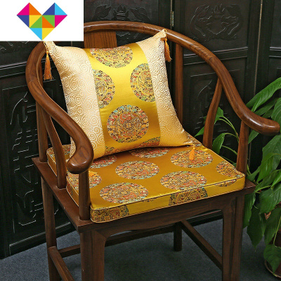 红木沙发坐垫新中式客厅四季通用中国风圈椅太师椅防滑椅垫可拆洗五龙团金定制45*45cm（含4cm海绵不含抱枕）