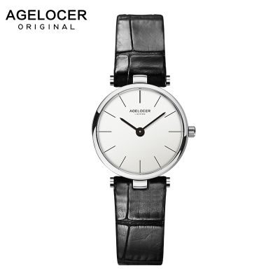 艾戈勒（Agelocer）品牌女士石英表女轻巧简约手表优雅范气质真皮女表国潮皮带防水手表SPIRITA7081