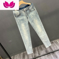 七斓高街直筒拉链潮流微弹男潮九分裤牛仔裤气质青春流行春季水洗中腰
