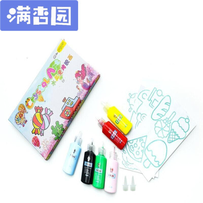 舒弗（LACHOUFFE)立体可粘贴玻璃窗彩环保颜料免烤胶画烤画儿童画笔涂鸦套组6色免烤胶画套装