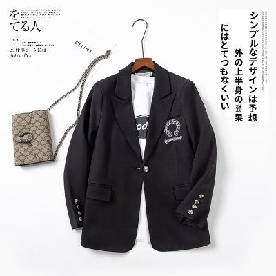 语娄黑色小西装外套女学院风春秋韩版网红休闲宽松西服上衣英伦小个子2021西装