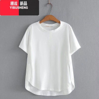YIBUSHENG纯色大码200斤含棉短袖T恤季时尚中年40-50岁妈妈装洋气上衣女