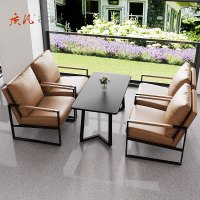 质凡咖啡厅沙发椅桌组合酒店沙发商用休闲椅 单人位*4+小长桌*1[颜色备注]