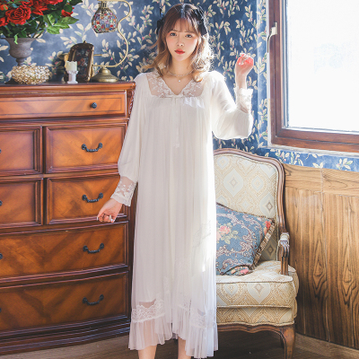 HLCOMAN很仙的睡衣女春夏季甜美可爱公主风洋气减龄蕾丝网纱莫代尔睡裙睡裙