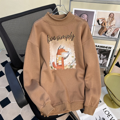 [1折价46.9元,叠加优惠券]唐狮 秋冬季卫衣女加绒加绒半高领韩版宽松上衣时尚百搭