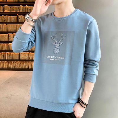 春秋季男士圆领套头卫衣长袖T恤男装上衣服ins潮流打底衫体恤美铂娜