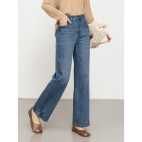 休闲窄版垂感阔腿长裤女20266春季新款高腰显瘦牛仔直筒裤