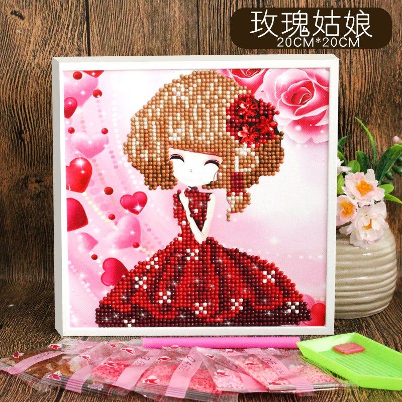 小班材料包儿童工的幼儿园制作钻石全套工具做手儿童贴画 玫瑰姑娘(2