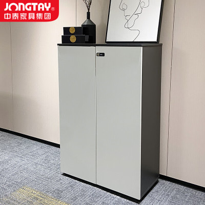 中泰(jongtay)文件柜办公柜子矮柜木质隔断桌边柜资料柜档案柜密码柜静谧黑 J-DSCP-CC08