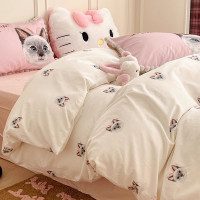 韩式公主风床上四件套纯棉花边被套女床单床笠三件套宿舍床品
