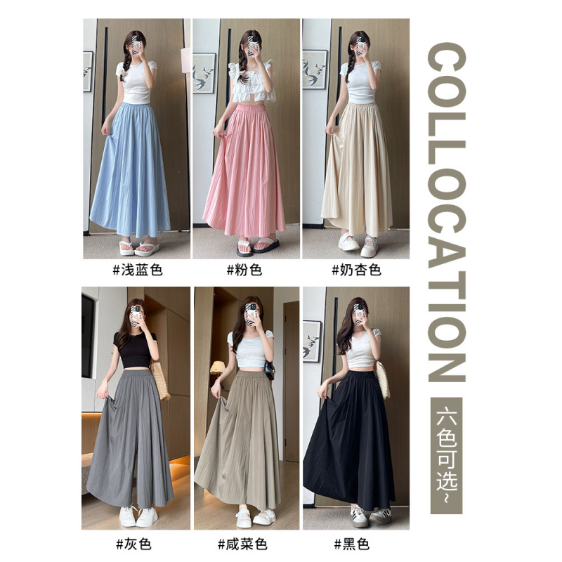 灰色山本裙裤女夏季薄款2026新款高腰垂感半身裙小个子冰丝阔腿裤