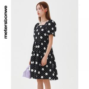 [1件3折价:79.5]美特斯邦威连衣裙女百搭夏季撞色波点印花时尚气质裙子女