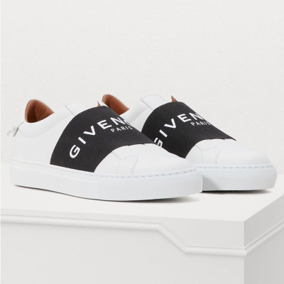 GIVENCHY纪梵希2020年新款女士白色牛皮绑带logo印花平跟平底运动休闲鞋