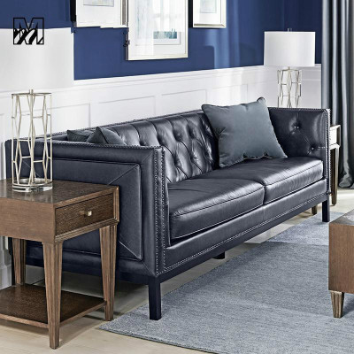 美式沙发海滩头层牛皮三人沙发单人沙发客厅家具