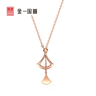 金一国囍18K金扇形小裙子C款女士K金项链套链（定价）CEC004