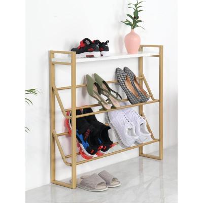 森美人金色鞋架家用室内好看鞋柜口收纳架经济型多层防尘简易放鞋架子