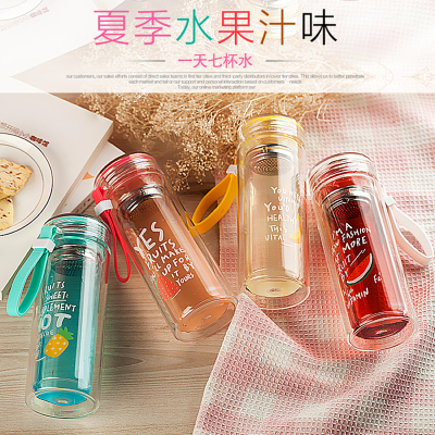 （库存清仓特价）小可爱水果儿童双层玻璃杯双层防烫防炸高硼硅玻璃颜色随机