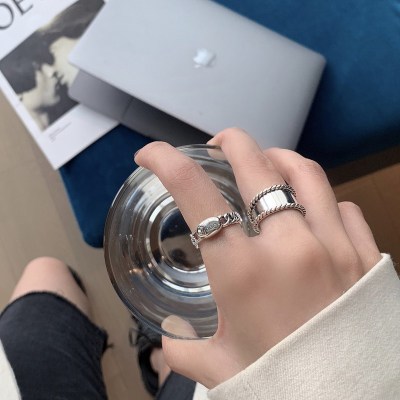 韩国复古食指戒指女时尚个性ins冷淡风小众设计简约指环男手饰品送女朋友老婆情人节七夕生日礼物