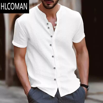 HLCOMAN300斤加大码夏季280威夷简约衬衫男装宽松加肥复古纽扣休闲上衣衫