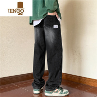 YANXU水洗泥黄牛仔裤男士春季2023新款高街vibe潮牌阔腿休闲男生长裤子