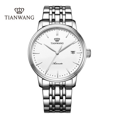天王表机械表 男表官方正品钢带商务休闲男士手表小表盘男表5934
