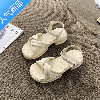 SUNTEK高跟凉鞋女款厚底配裙子2023夏季新款外穿黑色法式小众高级感凉拖