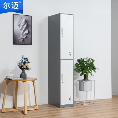 尔迈 薄边更衣柜拆装铁皮柜储物柜员工柜寄存柜存包柜鞋柜宿舍行李柜 灰白套色单二门更衣柜