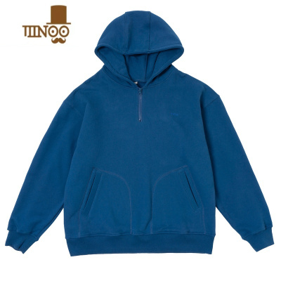 YANXU 复古秋季新款加绒连帽卫衣男情侣宽松半拉链外套上衣服