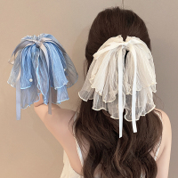 2025新款丝带蝴蝶结盘发抓夹珍珠后脑勺半扎发夹女高级感时尚发饰送女朋友老婆情人节七夕生日礼物