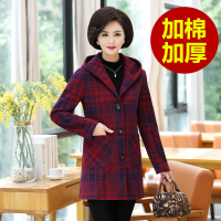 迪鲁奥(DILUAO)妈妈装中老年女装春秋呢子大衣40-50岁中年妇女格子外套