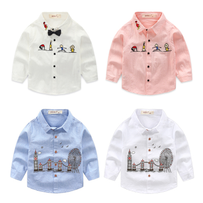 男童休闲春装衬衫2018春款儿童装长袖衬衣宝宝韩版白衬衫衣服