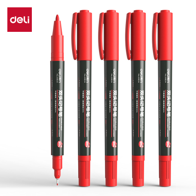 得力思达6824小双头记号笔 红色 12支/盒