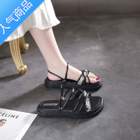 SUNTEK凉鞋女仙女风2023年新款夏季平底百搭沙滩网红两穿罗马凉拖鞋