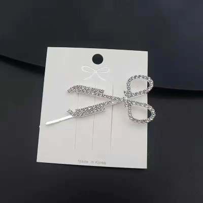 明星同款-韩版水钻发夹镶钻小剪刀一字夹网红ins发卡女生合金边夹头饰