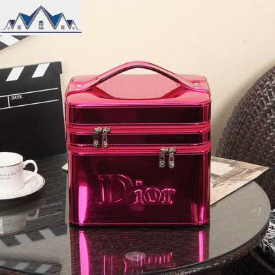 韩国简约大容量手提新款女便携ins风 超火化妆包2019收纳盒化妆箱 三维工匠收纳包