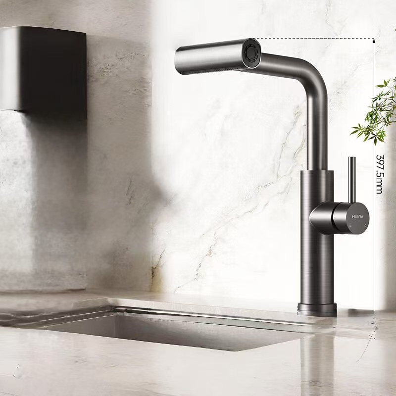 惠达(HUIDA)-GL3 厨房水龙头瀑布雨可抽拉旋转水槽洗菜盆洗碗盆冷热水龙头