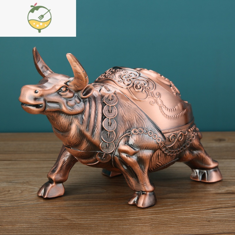 yicheng烟灰缸家用客厅轻奢防飞灰创意个性潮流办公室牛气冲天带盖